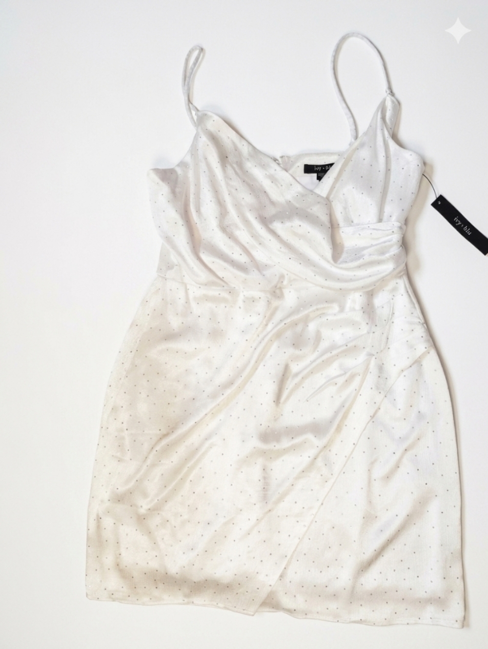 Ivy +Blu Nwt 16 White Polka Dot Satin Mini Dress Graduation Wedding Feminine